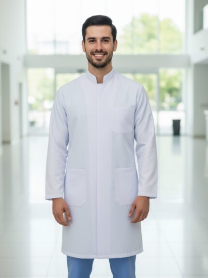 Jaleco Gabardine Gola de Padre Masculino