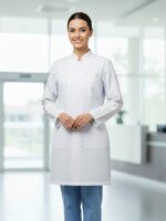 Jaleco Gabardine Gola de Padre Feminino